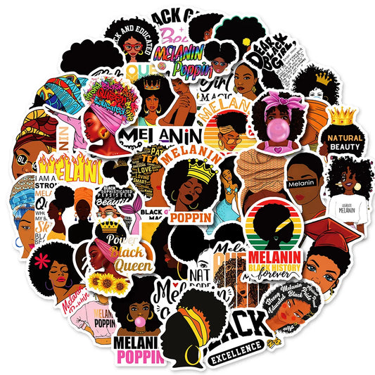 Melanin Girl Stickers for Phone Laptop Luggage Skateboard Kid Toys
