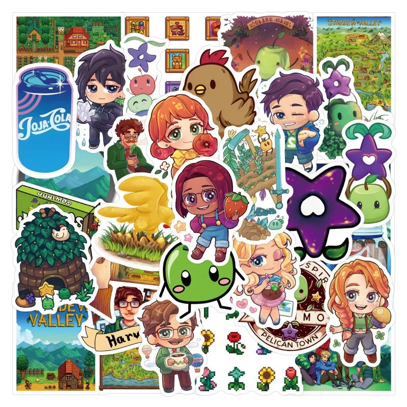 Stardew Valley Sticker Pack (50pcs) for Luggage, Water Bottles, Phones, Laptops, Scooters, Fridges