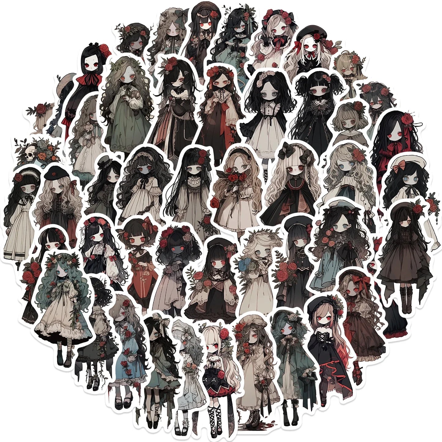 Vampire Girl Stickers 50Pcs Horror Anime Decals Waterproof for Laptop Luggage Skateboard