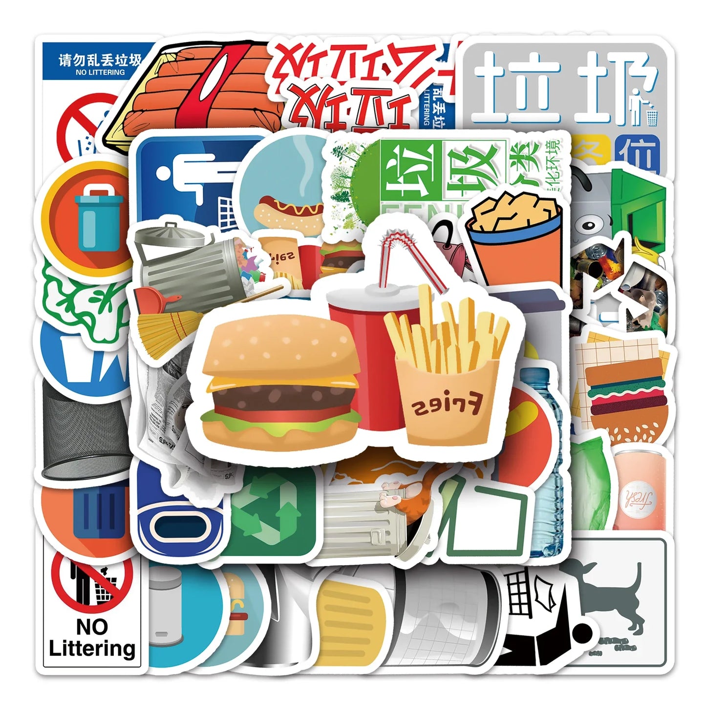 50Pcs Cartoon Junk Food Waterproof Vinyl Stickers for Skateboard Snowboard