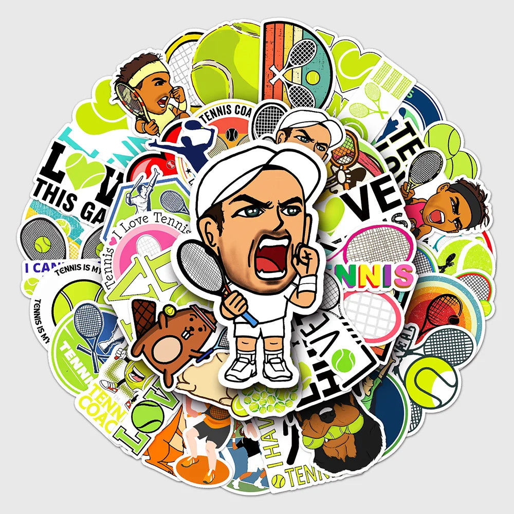 Tennis Cartoon Stickers for Phone Laptop Luggage Skateboard Kids Gift