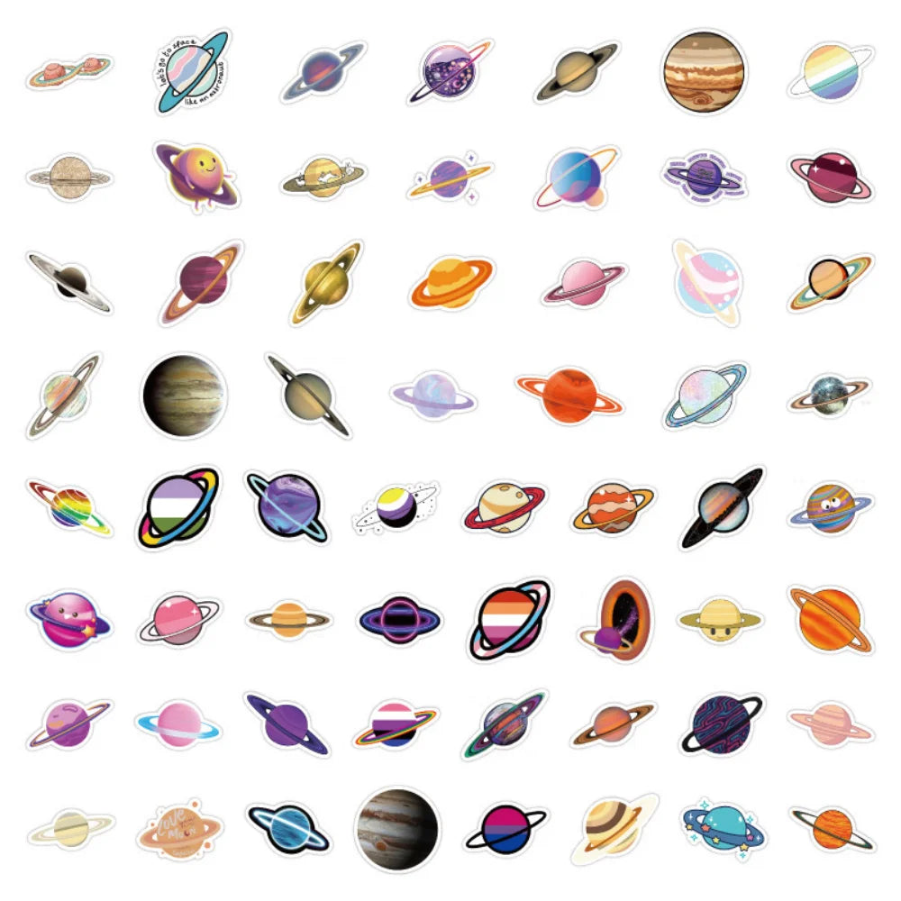 10/50PCS Space DIY Planet Sticker Notebook Trolley Case Bike Scooter Waterproof Graffiti Gift Toy Sticker Wholesale