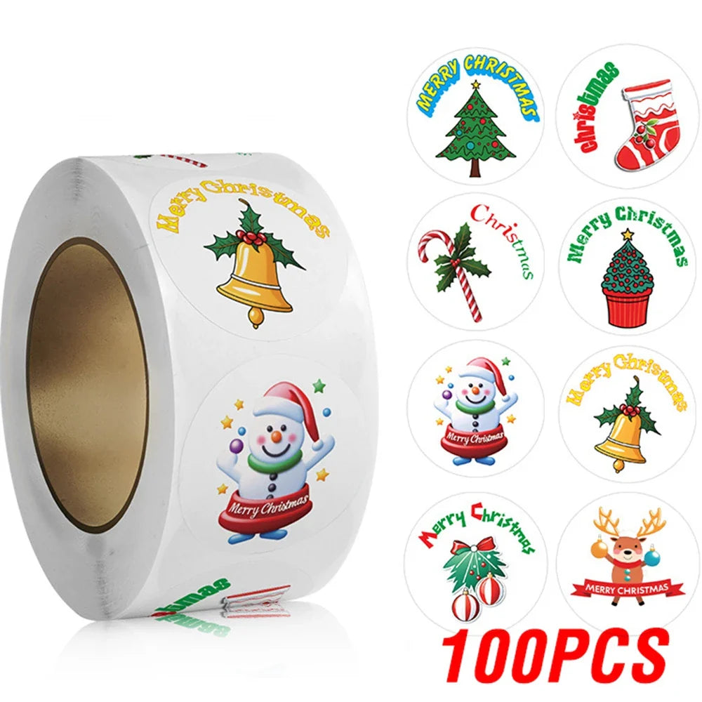 Christmas Stickers Set: Santa, Tree, Snowman, Kids Gift