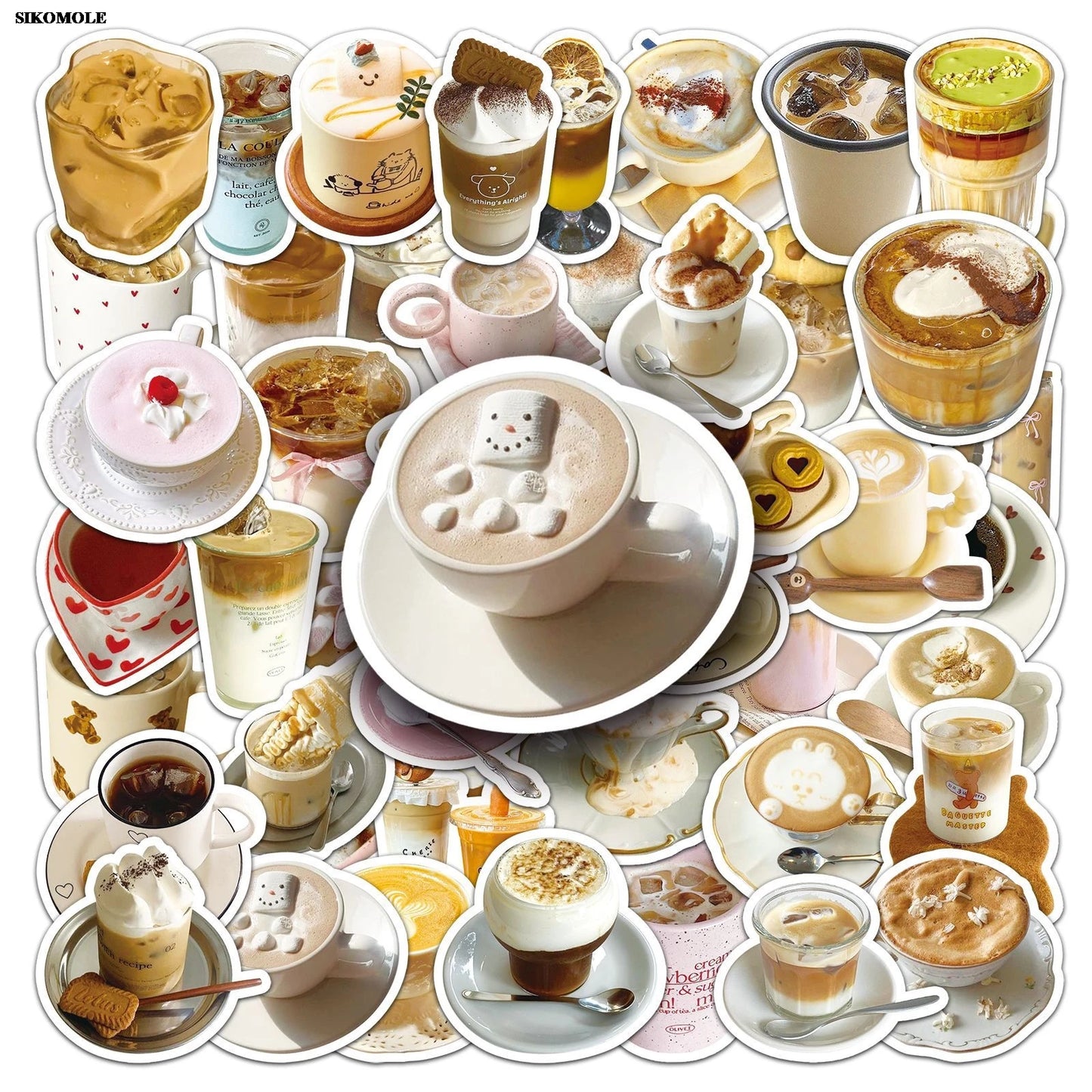Retro Cartoon Coffee Stickers Pack - DIY Phone Laptop Luggage Skateboard Decals Gift