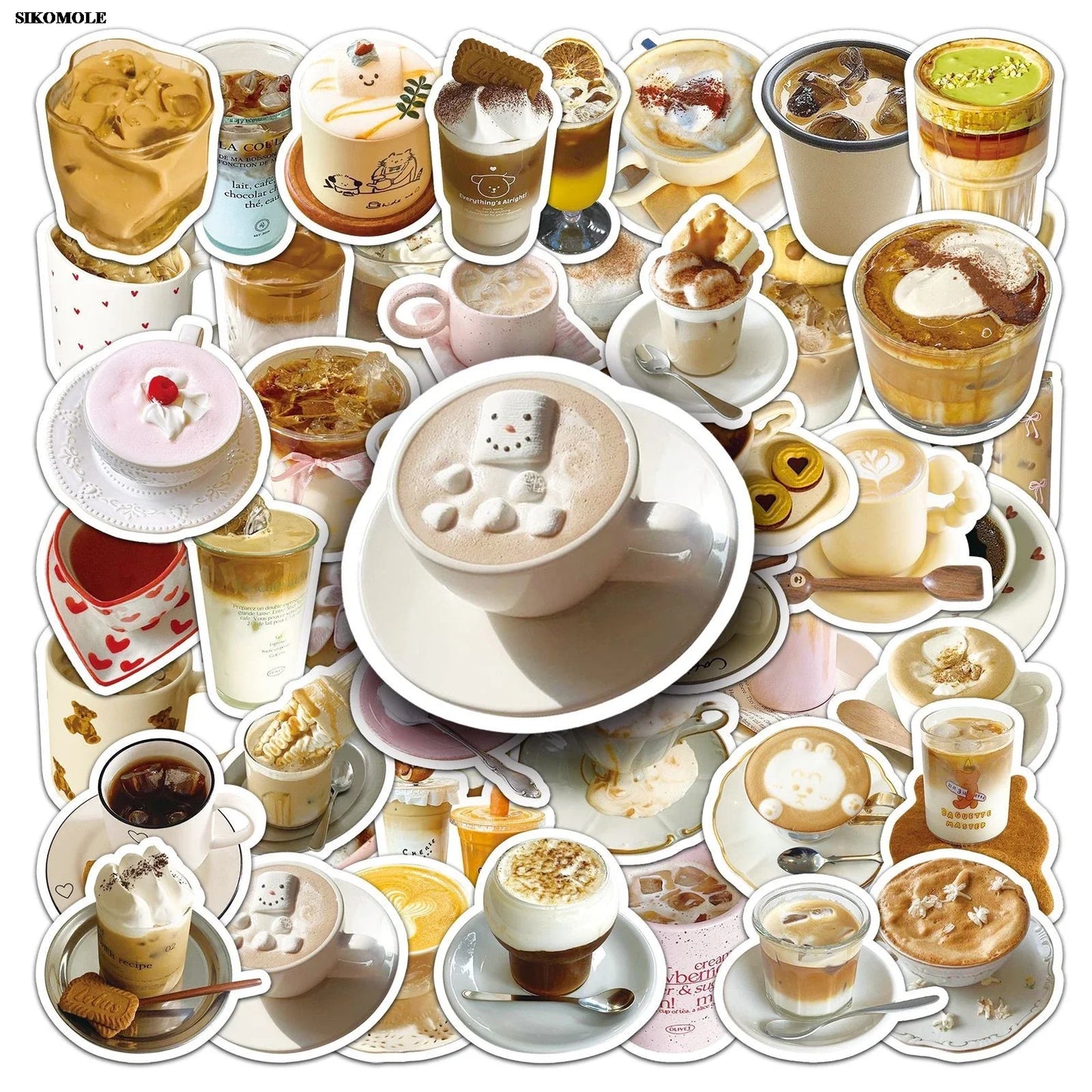 Retro Cartoon Coffee Stickers Pack - DIY Phone Laptop Luggage Skateboard Decals Gift