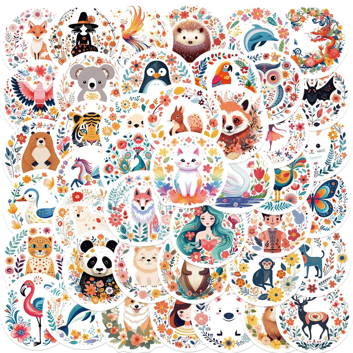 50pcs Jungle Animal Stickers for Kids Laptop & Water Bottle