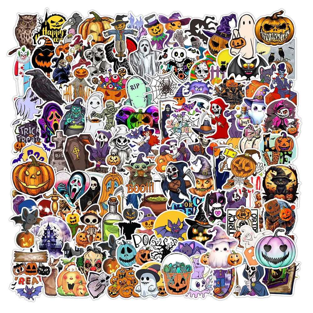 Halloween Pumpkin Bat Ghost Stickers Decals for Laptop Luggage Skateboard