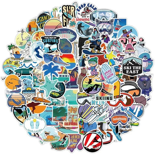 Outdoor Skiing Surfing Stickers for Scrapbooking Guitar Laptop Phone Suitcase Helmet