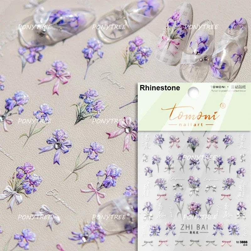 Wildflower Nail Art Stickers: Daisy, Peach, Lavender Decals