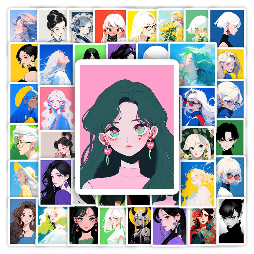 Cool Girl Aesthetic Sticker Drawn DIY Gift Decorative Decal for Scrapbook Journal Diary Luggage Laptop Phone Bottle Waterproof