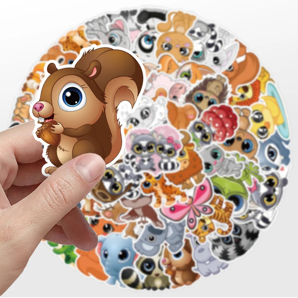 10/30/50PCS Cute Big Eyes Animals Sticker Cartoon Kawaii Decals Gift For Kids Laptop Notebook Guitar Phone Suitcase Car DIY Toys