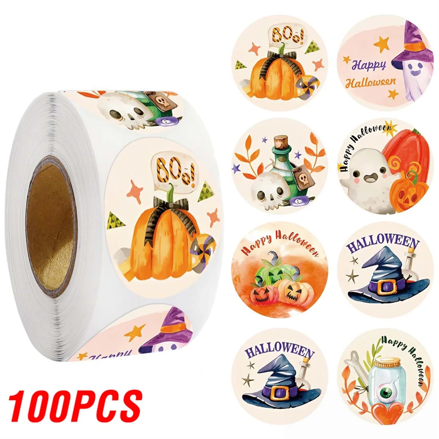Halloween Pumpkin Stickers Labels (100-500pcs)
