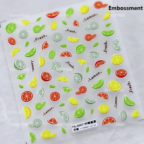 Beach Bikini Nail Art Stickers: Watermelon, Cat, Ice Cream