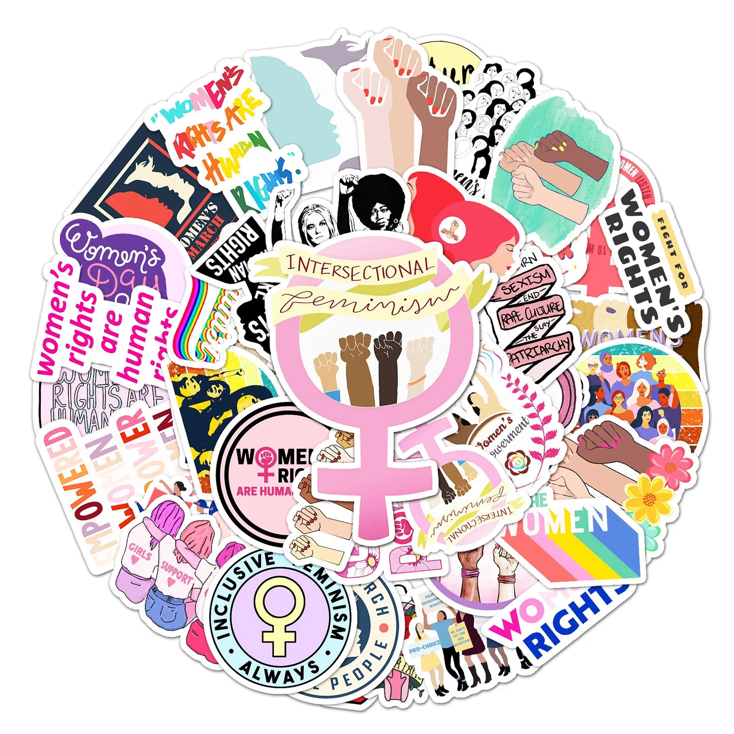 50pcs Women's Rights Cartoon Stickers for Helmet, Wall, DIY Decoration