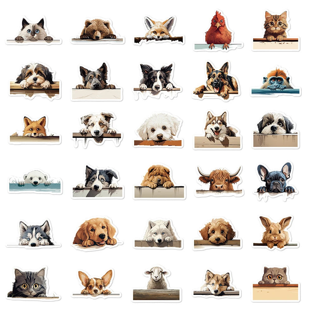 10/30/60pcs Funny Meme Cute Animal Dog Cat Stickers Decals Kids Toy Laptop Phone Water Bottle Suitcase Guitar Decoration Sticker