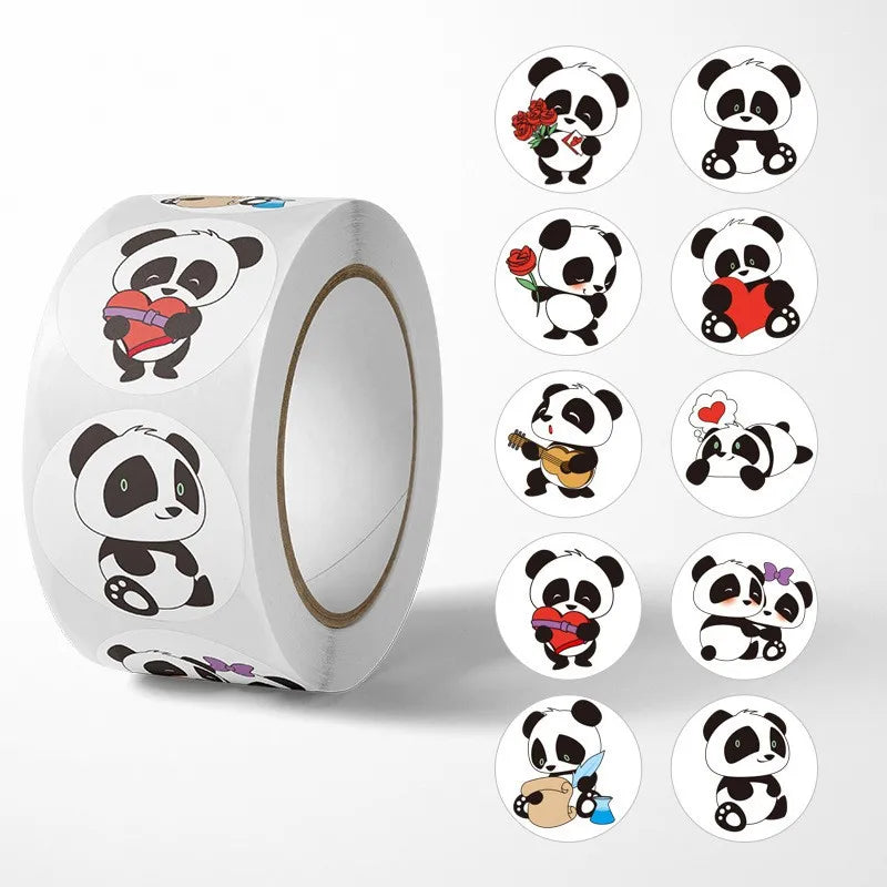 50-500pcs 1Inch Cartoon Cute Panda Sticker Children Reward Sticker Birthday/holiday Party Gift Packaging Sealing Decor Lables