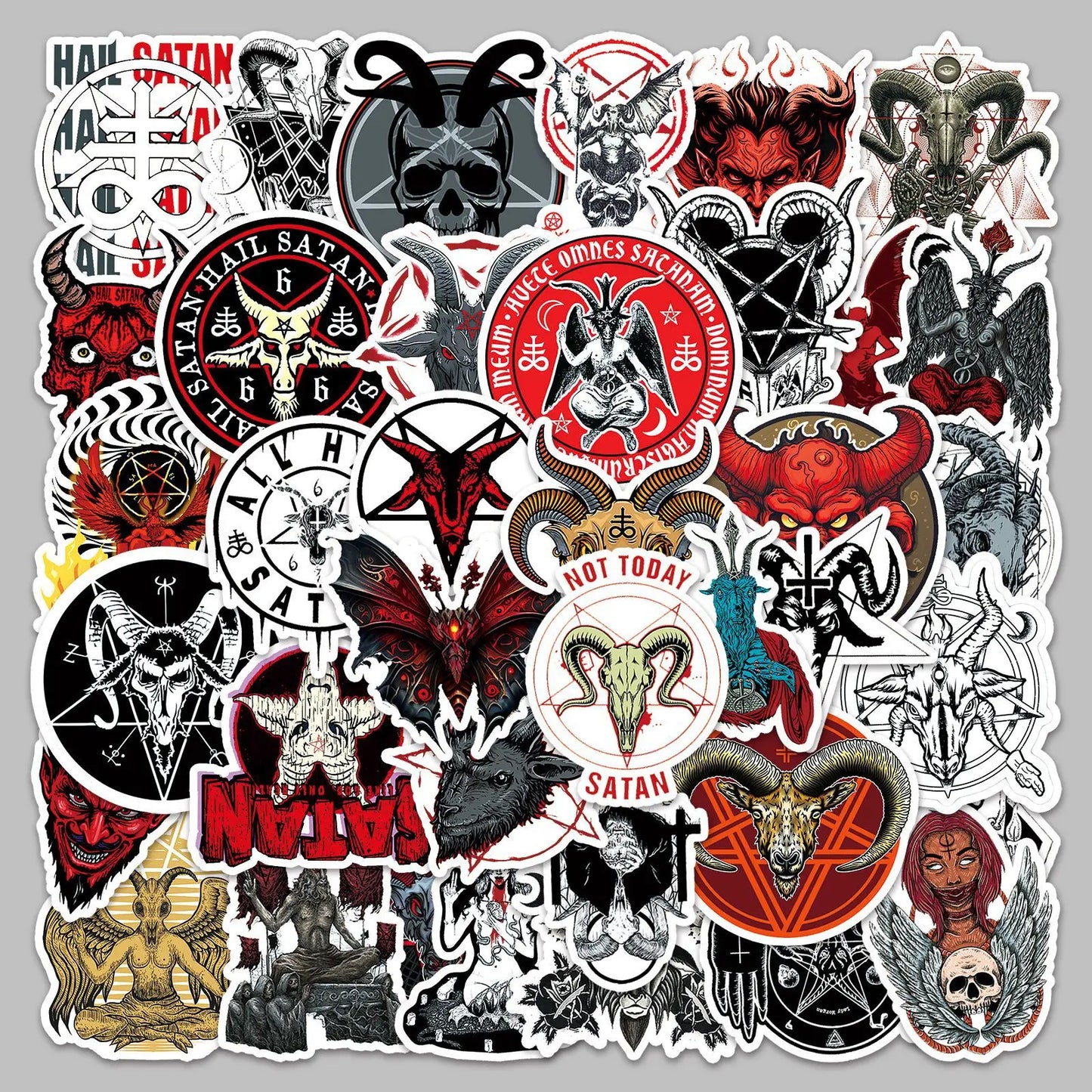 50pcs Dark Demon Graffiti Stickers for Helmet, Wall, DIY Decoration
