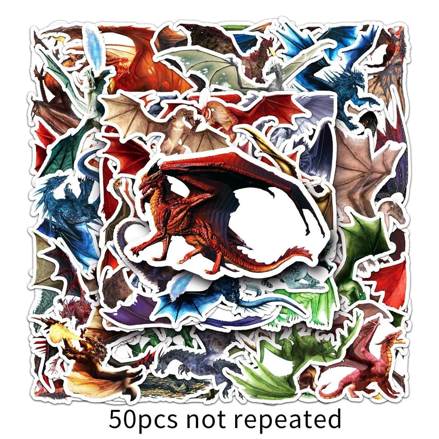 50pcs Cartoon Evil Dragon Graffiti Stickers for Helmet, Wall, DIY Decoration