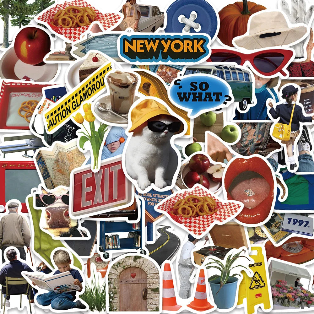 63pcs Kawaii Cartoon Stickers Cute Decals for Laptop, Phone, Bike, Car, Wall