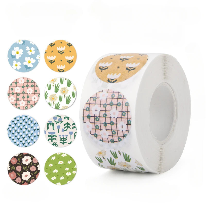 1-Inch Floral Sealing Stickers 100-500 Pcs Scrapbooking Party Decorations Gift Labels