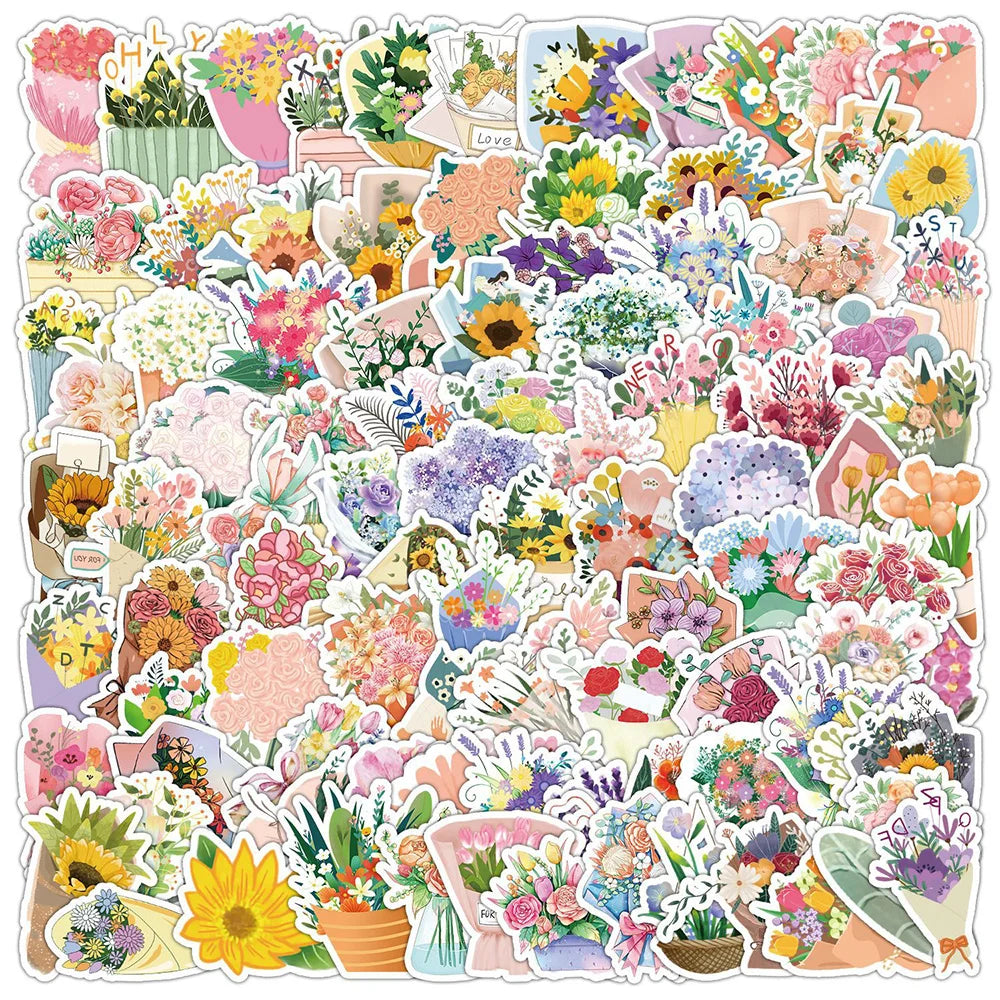 Cute Cartoon Flower Stickers - 10/30/50/100pcs Aesthetic Decals for Laptop, Phone, Diary, Scrapbook