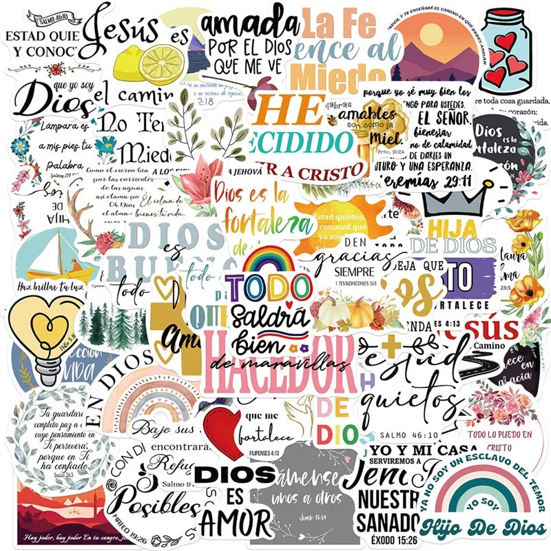 Spanish Bible Stickers 10/30/50PCS Aesthetic Stationery