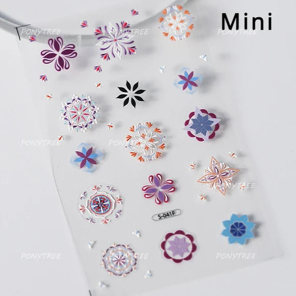 5D Pink Butterfly Flower Nail Art Stickers Decals