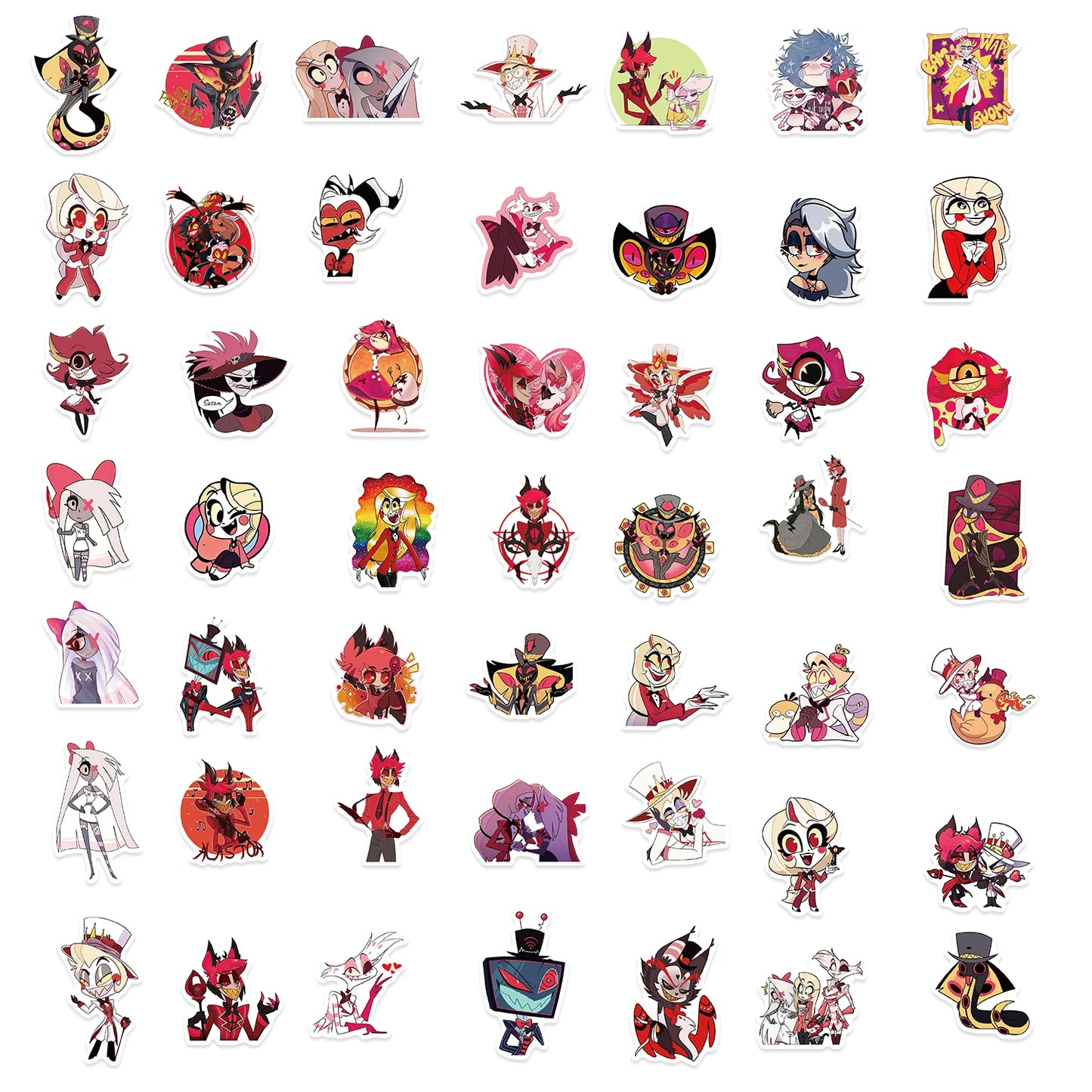 52Pcs Cartoon Animation Stickers Waterproof For Luggage Case Helmet Guitar Bottle Refrigerator Laptop Hell Inn Sticker Wholesale