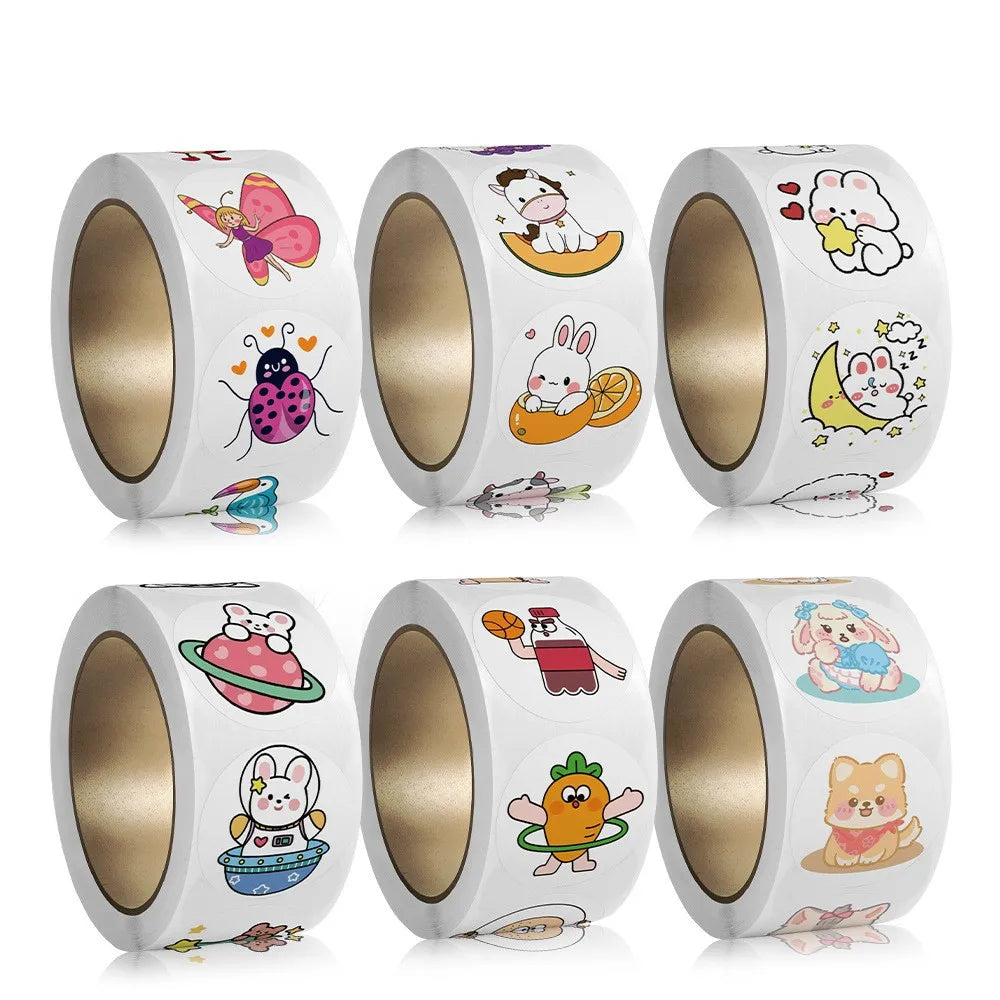 50-500pcs Teacher Reward Stickers for Kids Children School Encouragement Students Games Toy Cartoon Animals Stationery Sticker