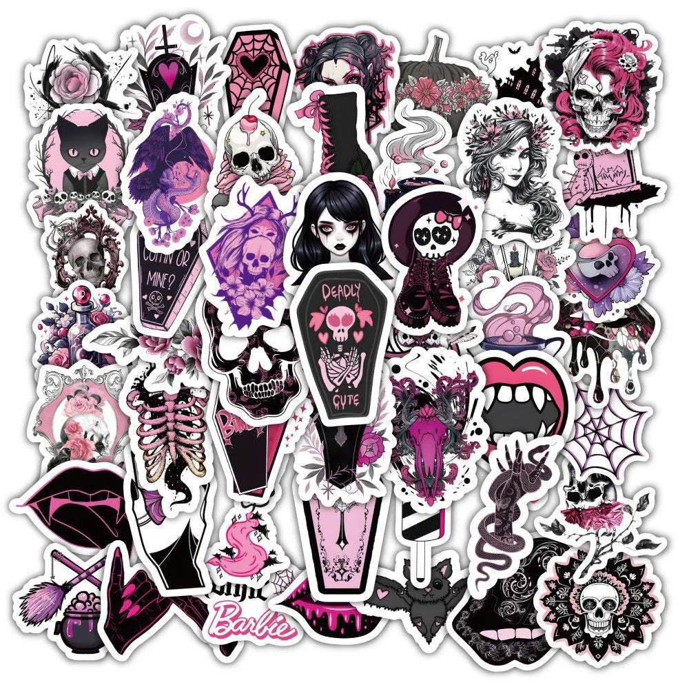 Gothic Skull Stickers Decals: 10/30/50/120pcs Waterproof for Skateboard, Laptop, Motorcycle, Phone
