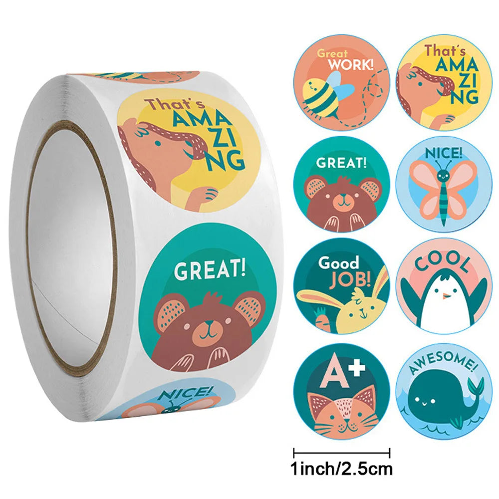 100-500Pcs Cute Cartoon Animals Reward Stickers for Kids School Teacher Supplies Kids Classic Toy Gift Sealing Decor Stationery