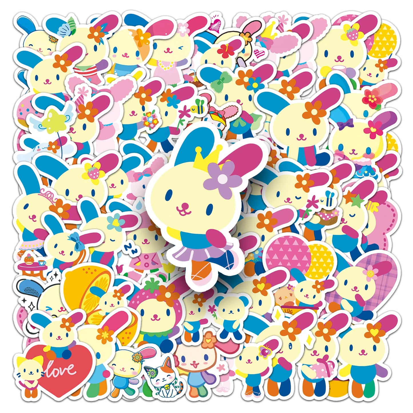 50Pcs Kawaii Rabbit Waterproof Vinyl Stickers for Skateboard Snowboard