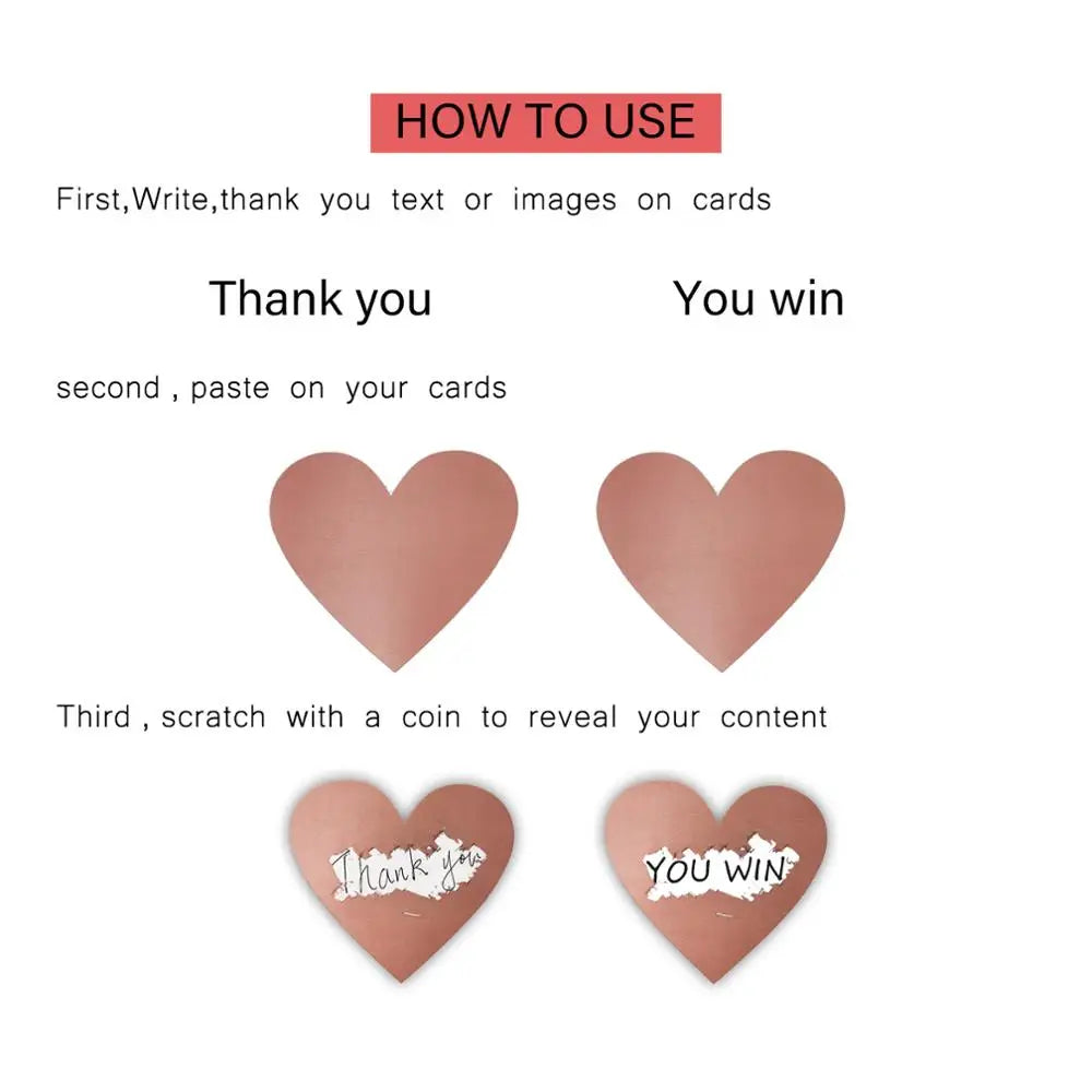 100-300pcs Heart Shape Labels Sticker 3 Colors Scratch Off Stickers DIY Handmade For Game Scratch Sticker Labels Stationer