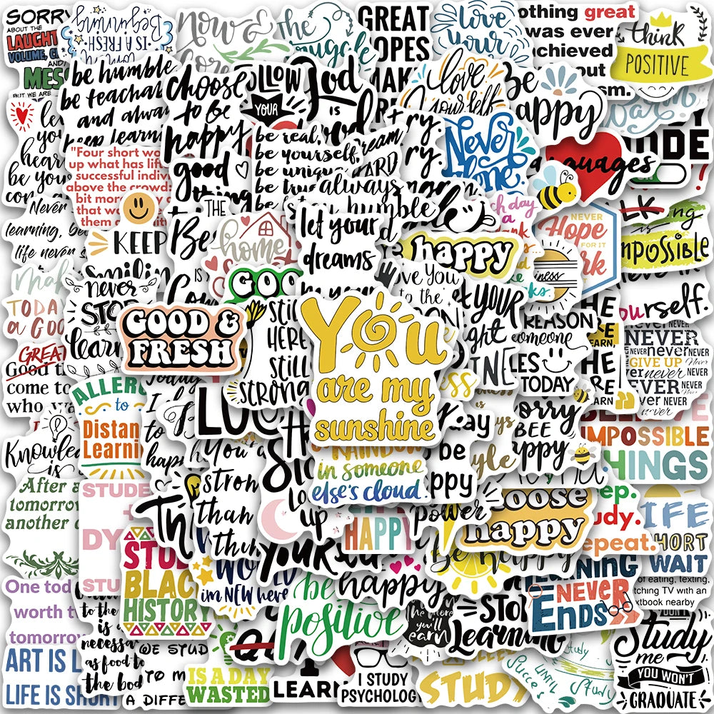 50pcs Inspirational Motivational Stickers Cartoon Graffiti Decals for Laptop Scrapbook Car