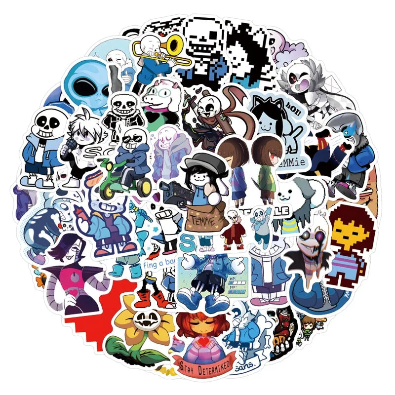 55pcs Undertale Stickers for Laptop, Phone, Water Bottle, Scooter, Suitcase, Refrigerator