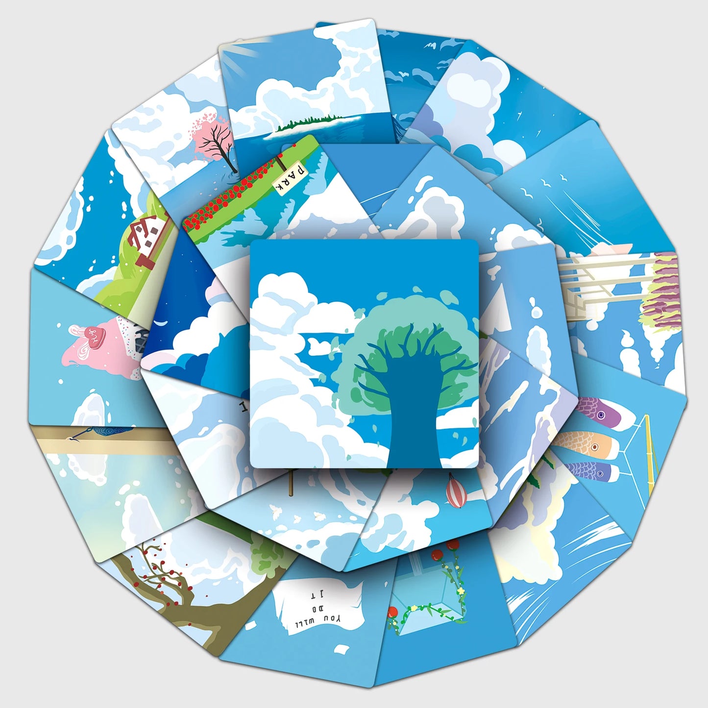 50Pcs Blue Sky Cloud Cartoon Waterproof Vinyl Stickers for Skateboard Snowboard