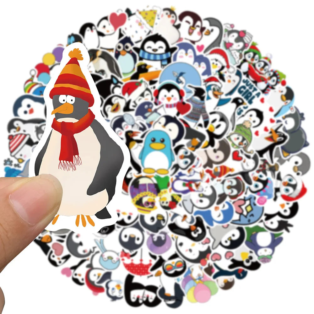 50/100pcs Cute Cartoon Animals Penguin Stickers Kids Toy Waterproof Graffiti For Laptop Water Bottle Phone Bicycle Car Decals