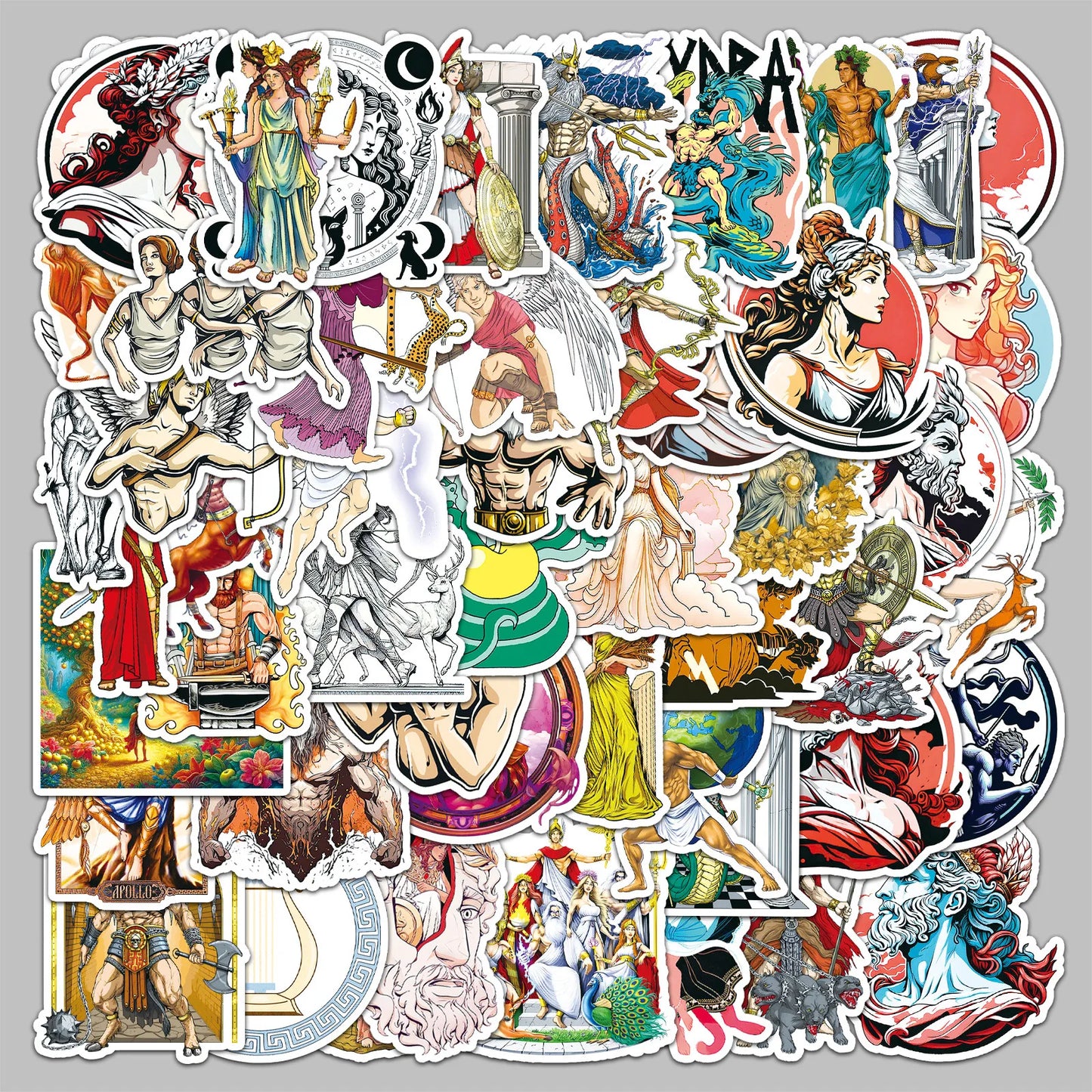 51pcs Greek Mythology Graffiti Stickers for Helmet, Wall, DIY Decor