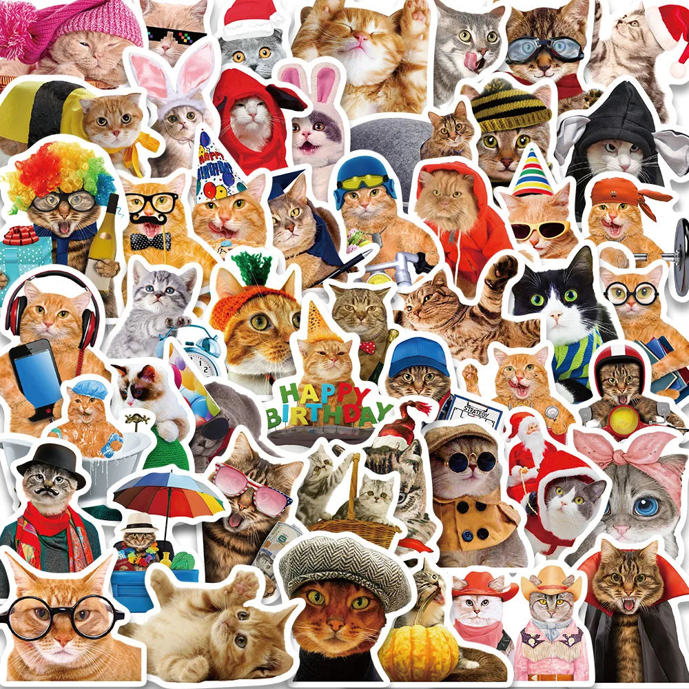 50PCS Kawaii Cat Stickers for Phone, Luggage, Notebook, Laptop, Kids Toy