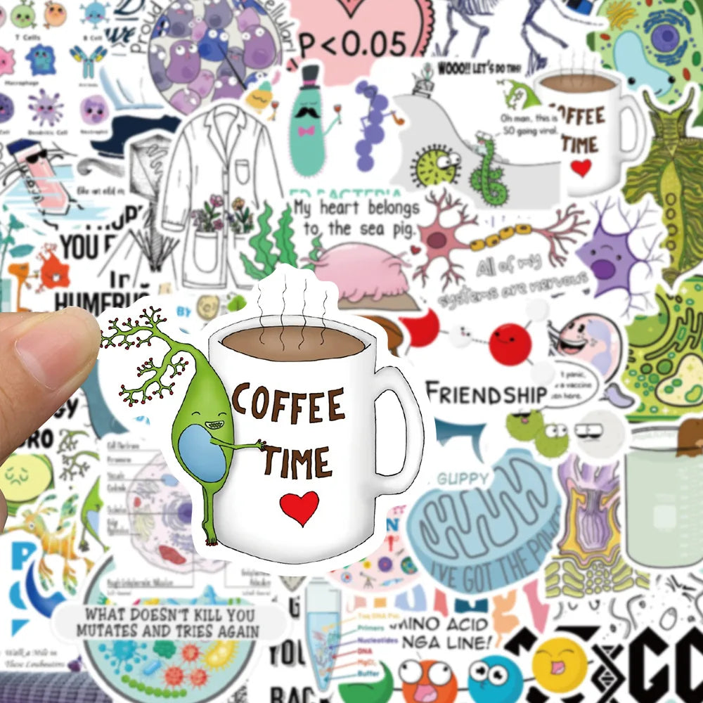 10/30/50PCS Cute Cartoon Biology Stickers Graffiti DIY Notebook Skateboard Phone Laptop Bike Car Decoration Funny Kids Toy Gift