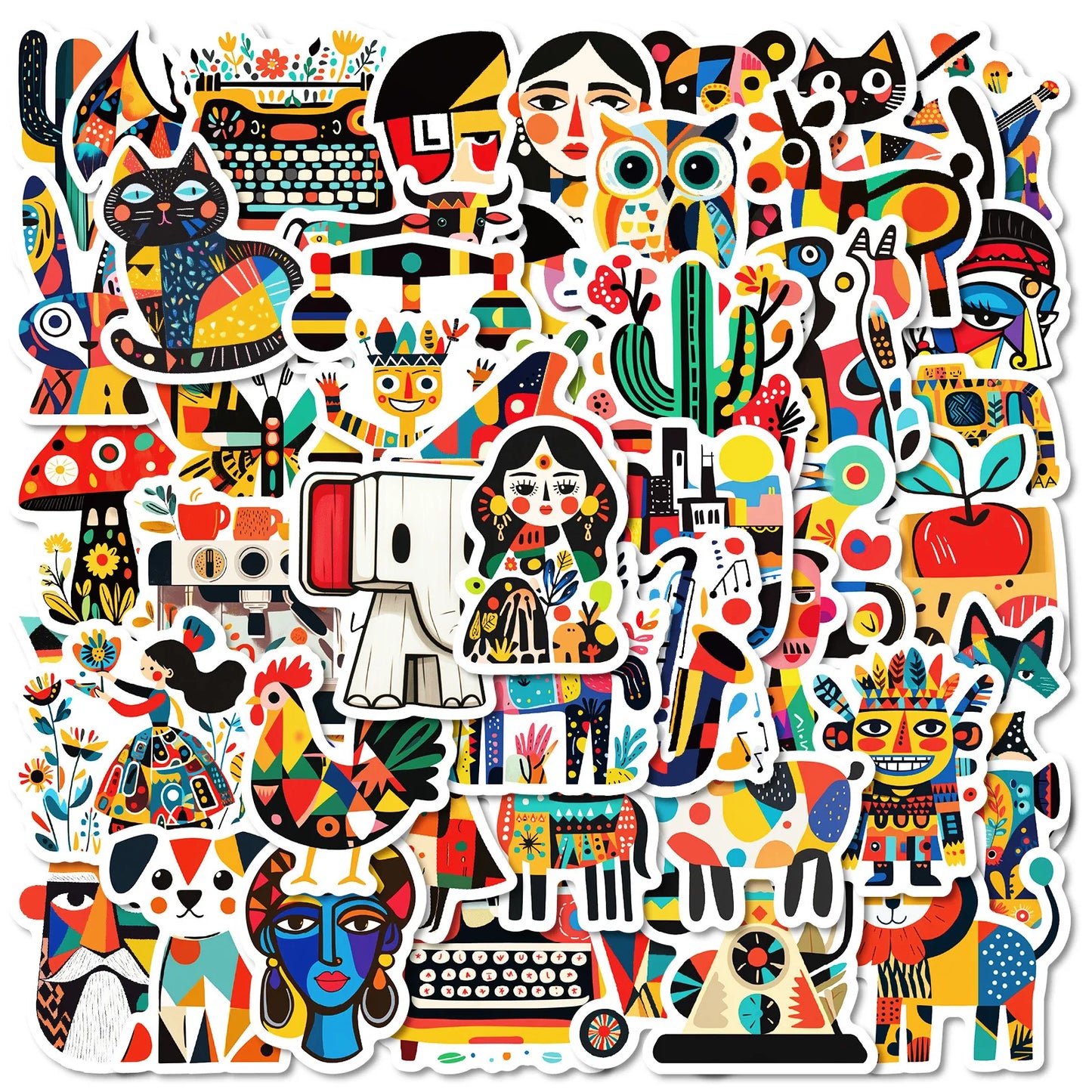 50pcs Cartoon Abstract Graffiti Stickers for Helmet, Wall, Desktop Decoration