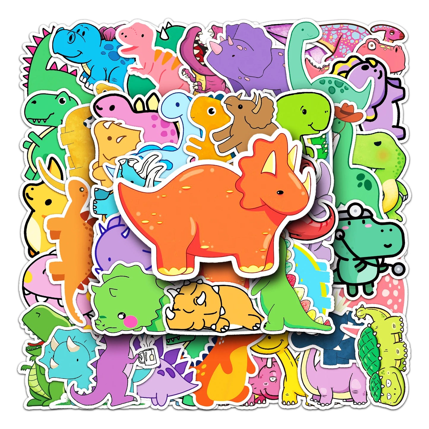 50Pcs Dinosaur Cartoon Waterproof Vinyl Stickers for Skateboard Snowboard