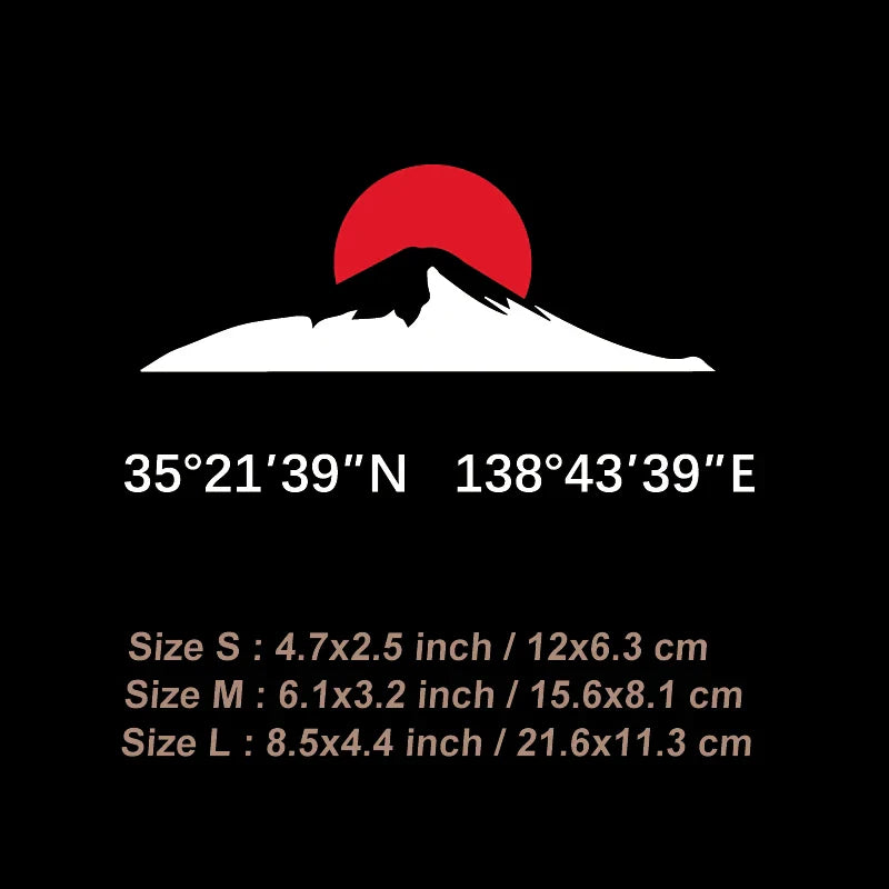 Mount Fuji & Red Sun Latitude Sticker for Car/Laptop