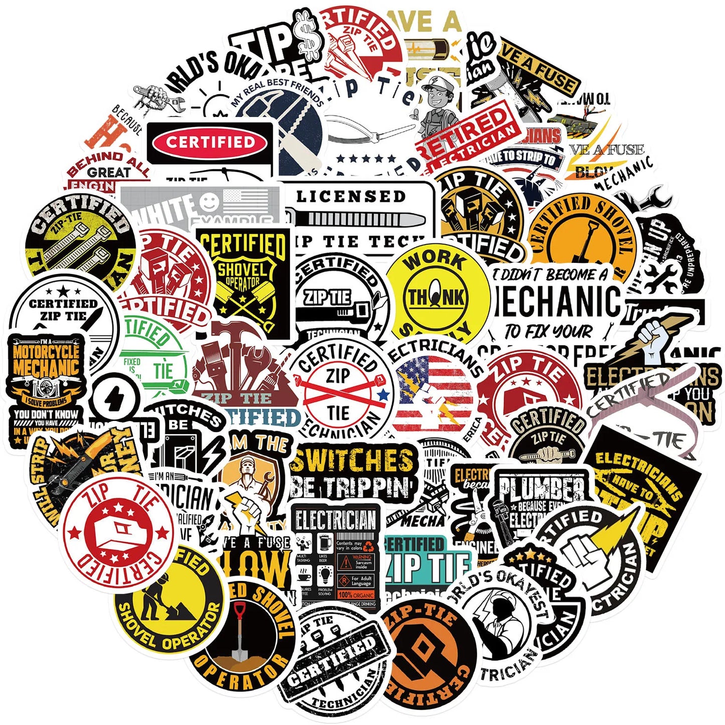 Zip Tie Stickers Decals for Skateboard Laptop Phone Suitcase Bike