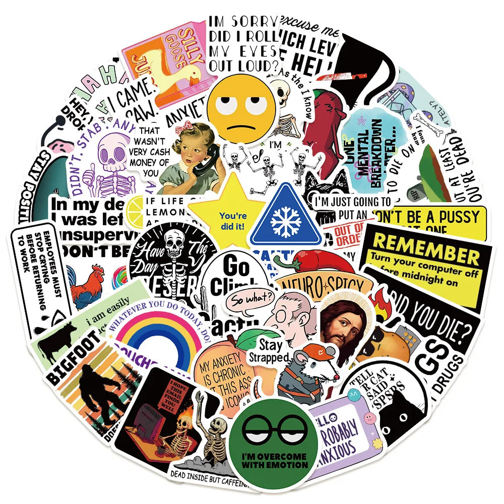 Snarky Meme Stickers Pack - Funny Graffiti Decals for Laptop, Guitar, Bike, Skateboard, DIY Scrapbook