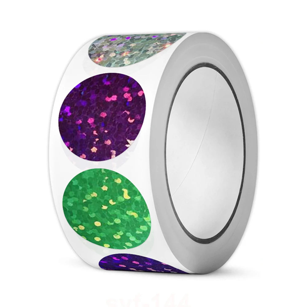 100-500pcs Holographic Color Round Stickers Wedding Gift Seal Labels Decor Stickers Kids Reward Foil Star Stationery Stickers
