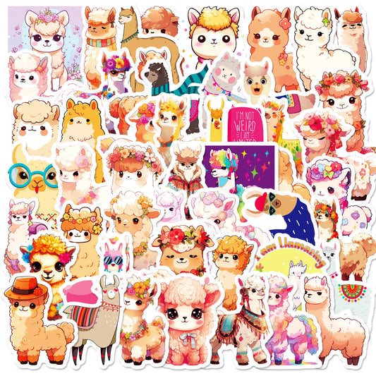 Cute Alpaca Waterproof Stickers for Luggage, Phone, Laptop, Diary, Scrapbook - 10/30/50PCS