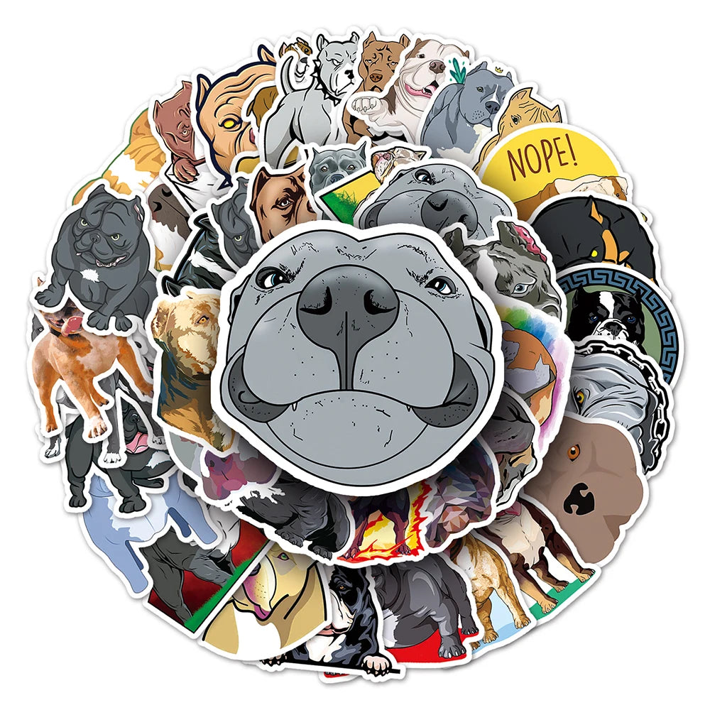 10/30/50PCS Cool American Bully Pitbull Stickers Cartoon Dog Wall Decals DIY Skateboard Luggage Phone Laptop Fridge Bike Kid Toy