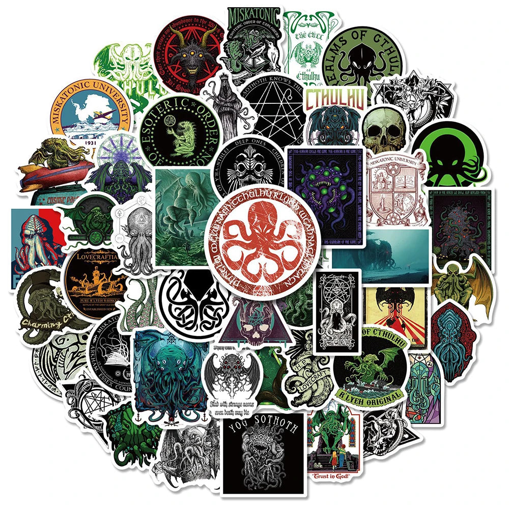 Cthulhu Mythos Horror Stickers Decal Set for Luggage Laptop Guitar Skateboard Car