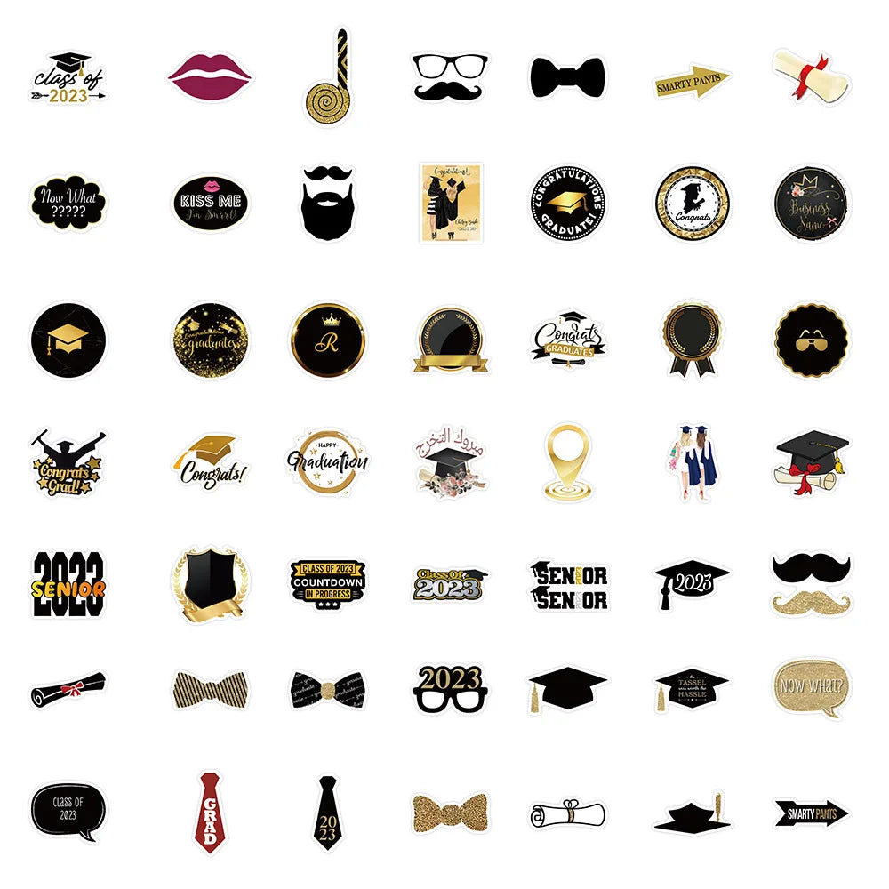 50pcs Graduation Cartoon Stickers Waterproof Laptop Phone Kids Toys Notebook Decor